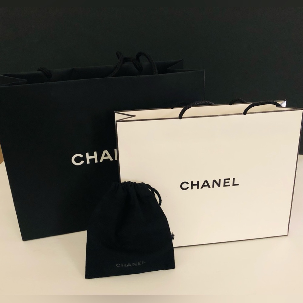 Authentic Chanel Gift Bags (2) & 1 Chanel Cloth Jewelry Bag With Pull String